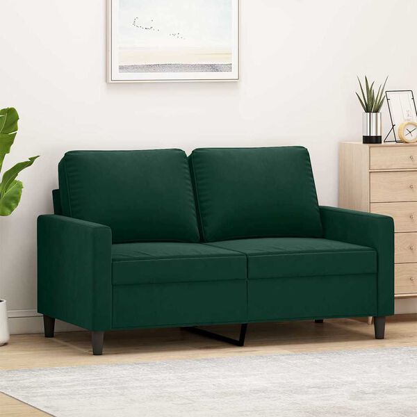 vidaXL 2-personers sofa 120 cm fl&oslash;jl m&oslash;rkegr&oslash;n