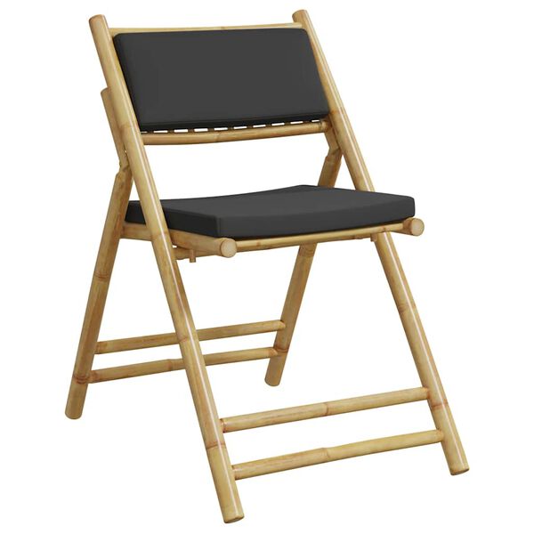 vidaXL foldbare bistrostole 2 stk. med m&oslash;rkegr&aring; hynder bambus