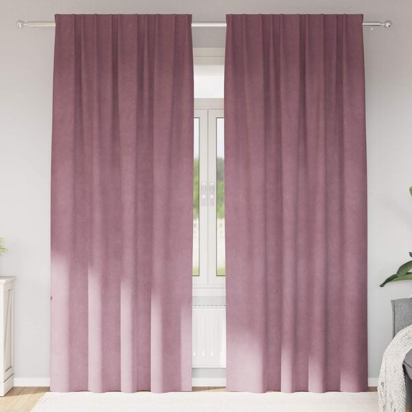 vidaXL M&oslash;rkl&aelig;gningsgardiner 2 pcs M&oslash;rk pink 140 x 245 cm Fl&oslash;jl