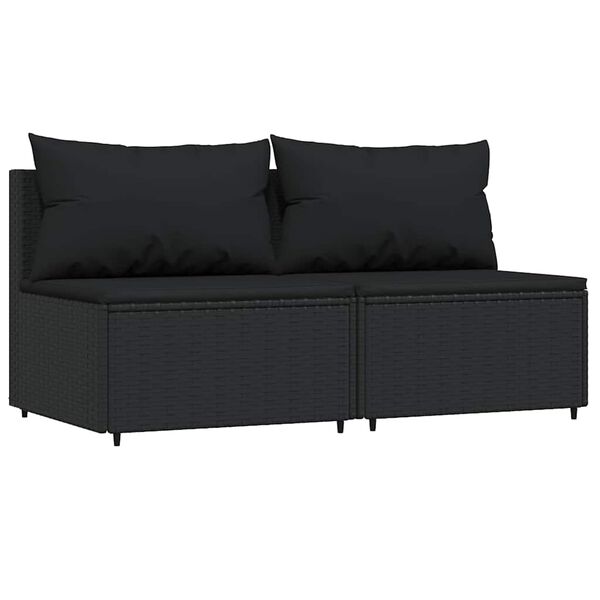 vidaXL midtermoduler til havesofa 2 stk. med hynder polyrattan sort
