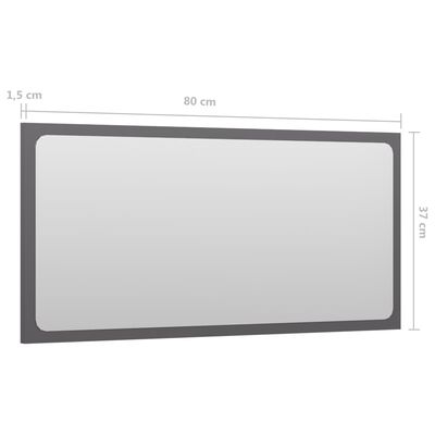 vidaXL badeværelsesspejl 80x1,5x37 cm spånplade grå højglans