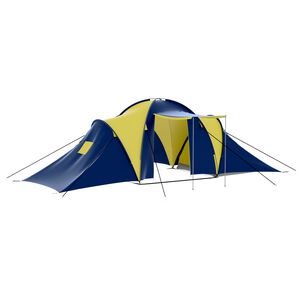 vidaXL campingtelt til 9 personer stof bl&aring; og gul