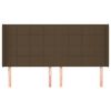 vidaXL sengegavl med kanter 203x16x118/128 cm stof m&oslash;rkebrun