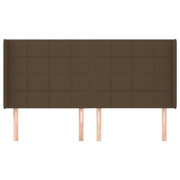 vidaXL sengegavl med kanter 203x16x118/128 cm stof m&oslash;rkebrun