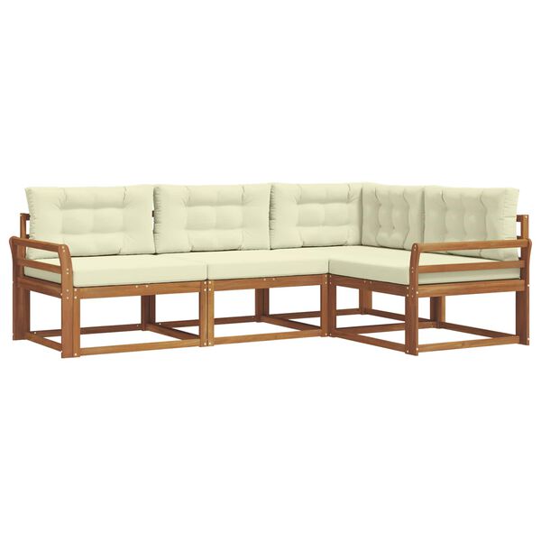 vidaXL Udend&oslash;rs sofagruppe med pude 4 pcs Naturlig og Fl&oslash;de