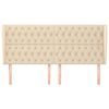 vidaXL sengegavl med kanter 183x23x118/128 cm stof cremefarvet