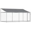 vidaXL hundeg&aring;rd med tag og l&aring;ge 4x2x2 m galvaniseret st&aring;l gr&aring;