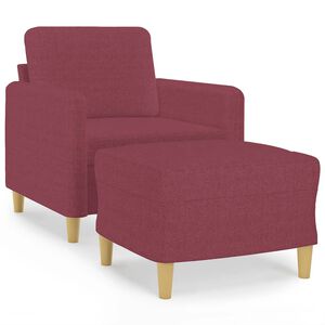 vidaXL sofastol med fodskammel 60 cm stof vinr&oslash;d
