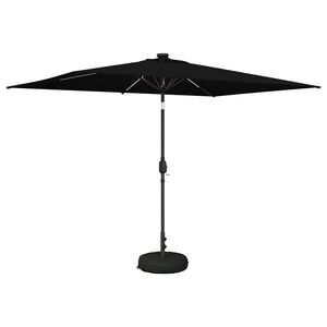 vidaXL Haveparasol med LED lys og fod 200 x 300 cm Polyester Sort