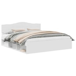 vidaXL Sengestel med hovedg&aelig;rde Hvid 180 x 200 cm Massiv fyrretr&aelig;