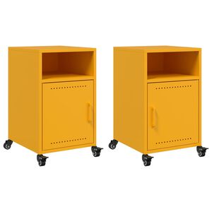 vidaXL sengeborde 2 stk. 36x39x59 cm st&aring;l sennepsgul