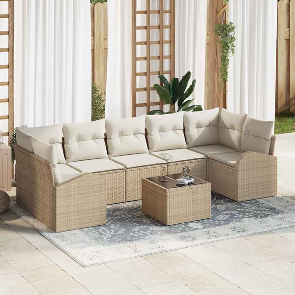 vidaXL Havesofa S&aelig;t Beige 55 x 55 x 37 cm polyrattan