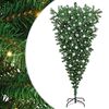 vidaXL Omvendt kunstig forbelyst juletr&aelig; med kugles&aelig;t Gr&oslash;n 210 cm PVC