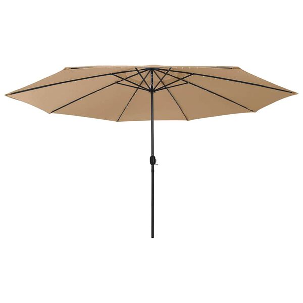 vidaXL haveparasol med LED-lys 400 cm gr&aring;brun