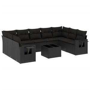 vidaXL sofas&aelig;t til haven 10 dele med hynder polyrattan sort