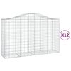 vidaXL buede gabionkurve 12 stk. 200x50x120/140 cm galvaniseret jern