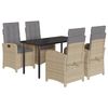 vidaXL spisebordss&aelig;t til haven 5 dele med hynder polyrattan beige