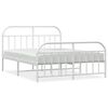 vidaXL sengeramme med sengegavl og fodg&aelig;rde 150x200 cm metal hvid