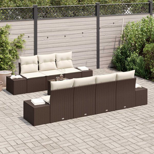 vidaXL Havesofa Sæt 8 pcs Brun Poly rattan