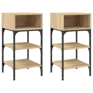 vidaXL sengeborde 2 stk. 35x34,5x70 cm konstrueret tr&aelig; sonoma-eg
