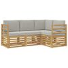 vidaXL Sofas&aelig;t 4 pcs Hvid og lysegr&aring; 185,5 x 126,5 x 73 cm Polyester