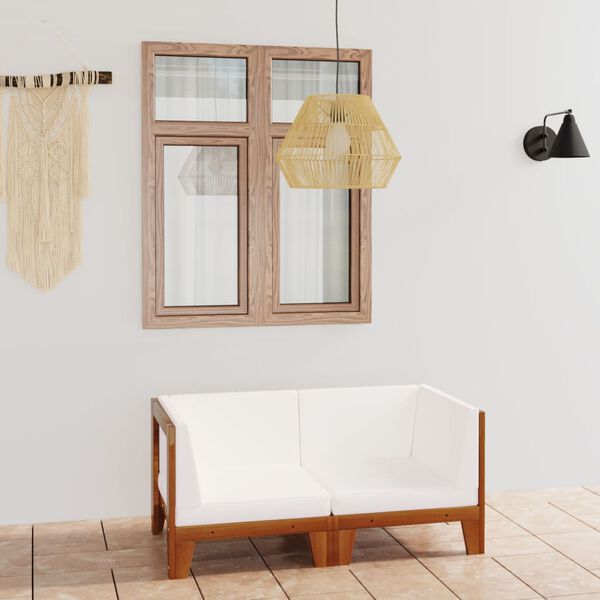 vidaXL 2-personers sofa med cremehvide hynder massivt akacietræ