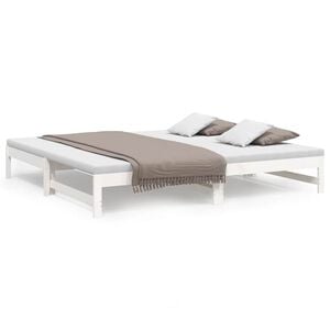 vidaXL daybed med udtr&aelig;k 100x200 cm massivt fyrretr&aelig; hvid