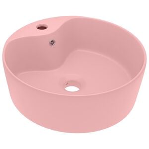 vidaXL luksuri&oslash;s h&aring;ndvask med overl&oslash;b 36x13 cm keramik mat pink