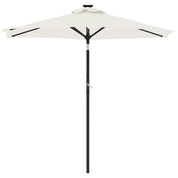 vidaXL parasol med LED-lys og st&aring;lstang 225x225x212 cm hvid