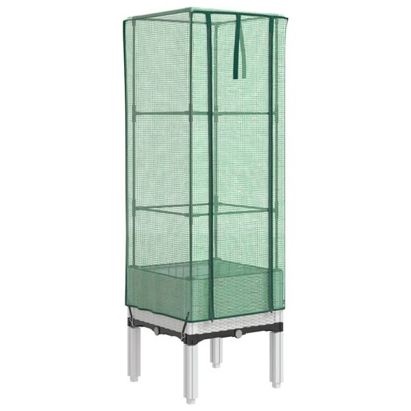 vidaXL h&oslash;jbed med drivhusovertr&aelig;k 40x40x140 cm rattan-look