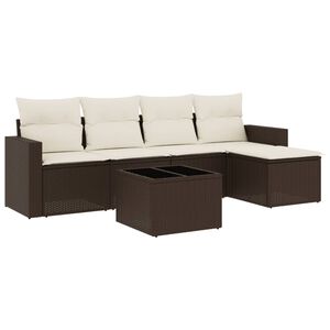 vidaXL sofas&aelig;t til haven6 dele med hynder polyrattan brun