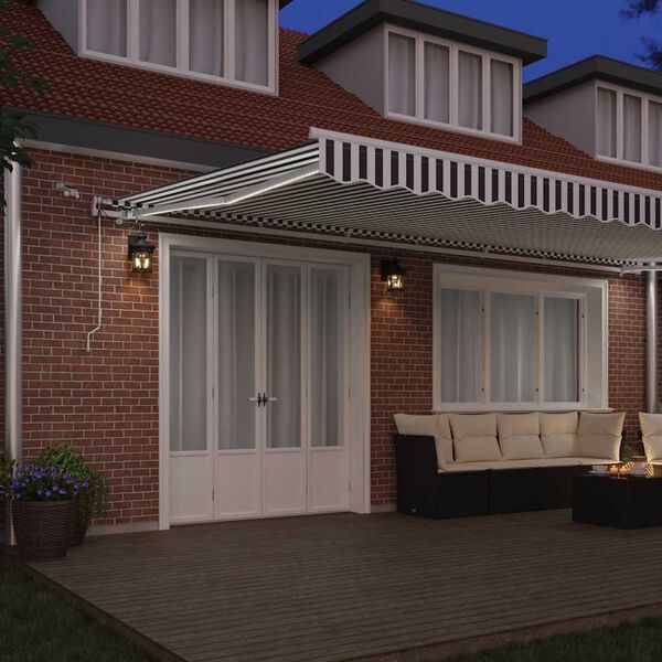 vidaXL markise m. LED 600x300 cm automatisk betjening antracitgr&aring; hvid