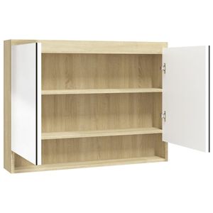 vidaXL badev&aelig;relsesskab med spejl 80x15x60 cm MDF hvid og eg