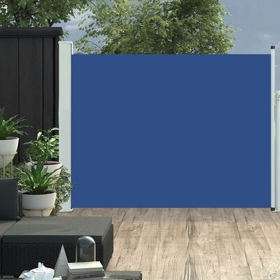 vidaXL sammenrullelig sidemarkise til terrassen 140 x 500 cm blå
