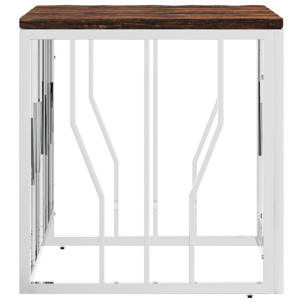 vidaXL sofabord rustfrit stål og massivt genbrugstræ sølvfarvet