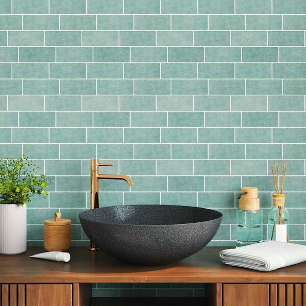 vidaXL Subway flise 10 pcs Grågrøn 29.4 x 21.4 cm Polyurethan og PET