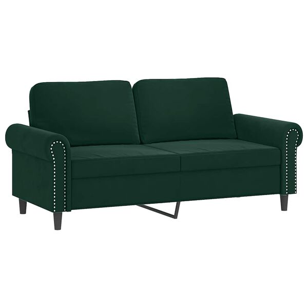 vidaXL 2-personers sofa med pyntepuder 140 cm velour m&oslash;rkegr&oslash;n