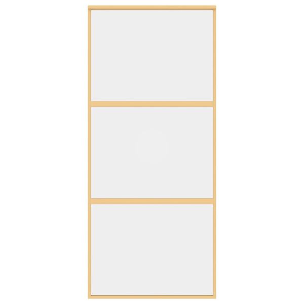 vidaXL skydedør 90x205 cm klart sikkerhedsglas og aluminium guldfarvet