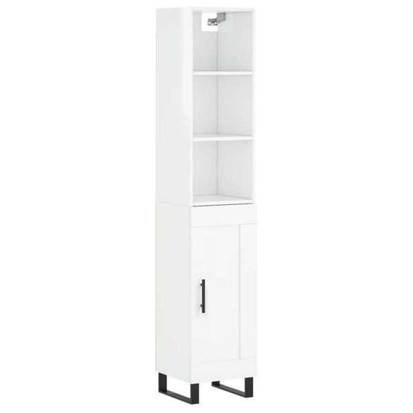 vidaXL skab 34,5x34x180 cm konstrueret tr&aelig; hvid h&oslash;jglans