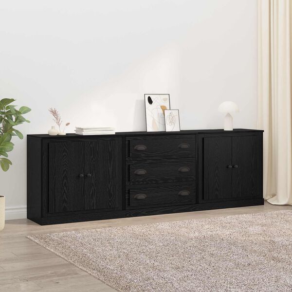 vidaXL Sideboards 3 pcs Sort eg 210 x 35,5 x 67,5 cm Konstrueret tr&aelig;