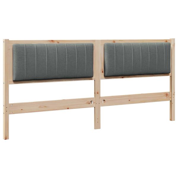 vidaXL Polstret sengegavl med hovedg&aelig;rde Brun 180 cm Massiv fyrretr&aelig;