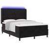 vidaXL Box spring seng med LED-lysstrimler Sort 140 x 190 cm Fl&oslash;jl