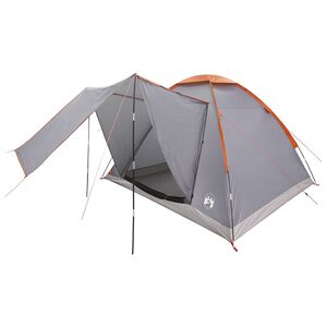 vidaXL Camping telt 4-personers Gr&aring; og orange Polyester og St&aring;l