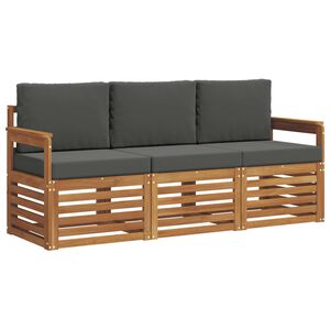 vidaXL Sofas&aelig;t 3 stk. Naturlig og Antracit Massivt Akacietr&aelig;