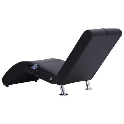 vidaXL chaiselong med massagefunktion og pude kunstlæder sort
