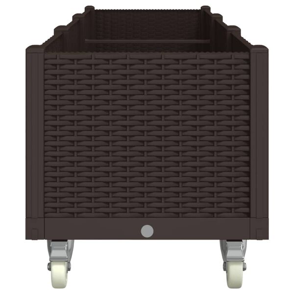 vidaXL plantekasse med hjul 240x50x54 cm PP brun