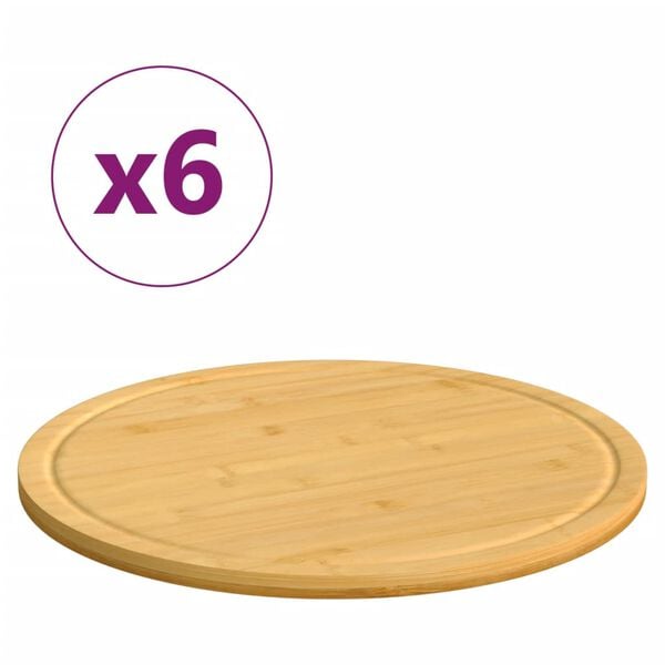 vidaXL skærebrætter 6 stk. Ø30x1,5 cm bambus