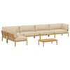 vidaXL Sofa S&aelig;t med pude Ensfarvet 6 pcs Beige Massivt Akacietr&aelig;