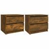 vidaXL sengeborde 2 stk. 50x39x43,5 cm konstrueret tr&aelig; r&oslash;get egetr&aelig;