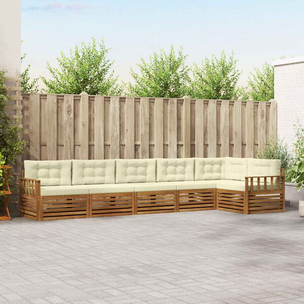 vidaXL Udend&oslash;rs sofagruppe med pude 6 pcs Naturlig og Fl&oslash;de